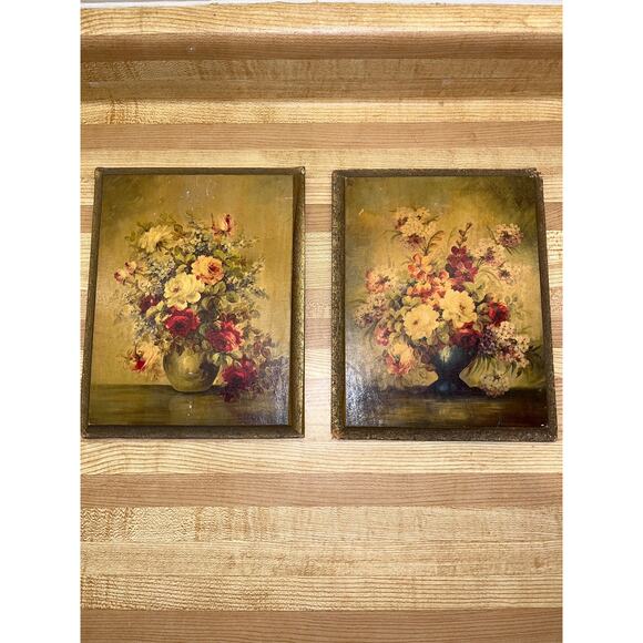 Vintage Artist Maurice DeCamps Floral Mystic and Floral Fantasy Wall Art - Picture 1 of 8